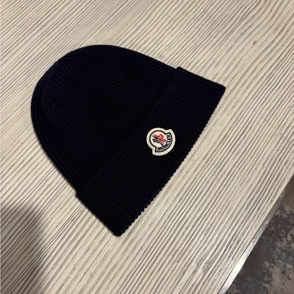 Moncler Navy Ribbed Knit Beanie - Picture 2 of 4
